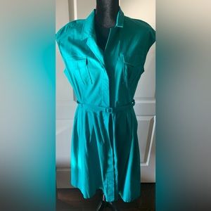 Belted pleated dress